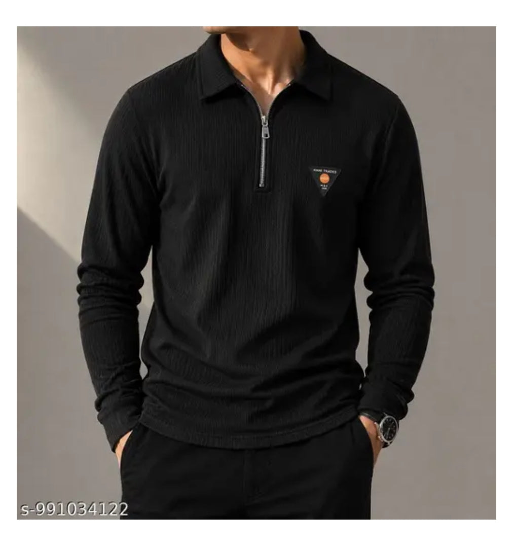 A 2 Z BEST Men's Full Sleeve Half Zip T-Shirt