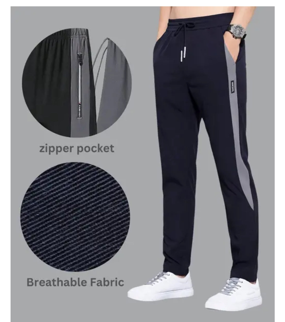 Pack of 2 Men's Casual Side Stripe premium quality Track Pants (Black & Grey)