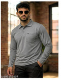 Multicolour Men's Cotton Blend Full Sleeve Polo T-Shirt
