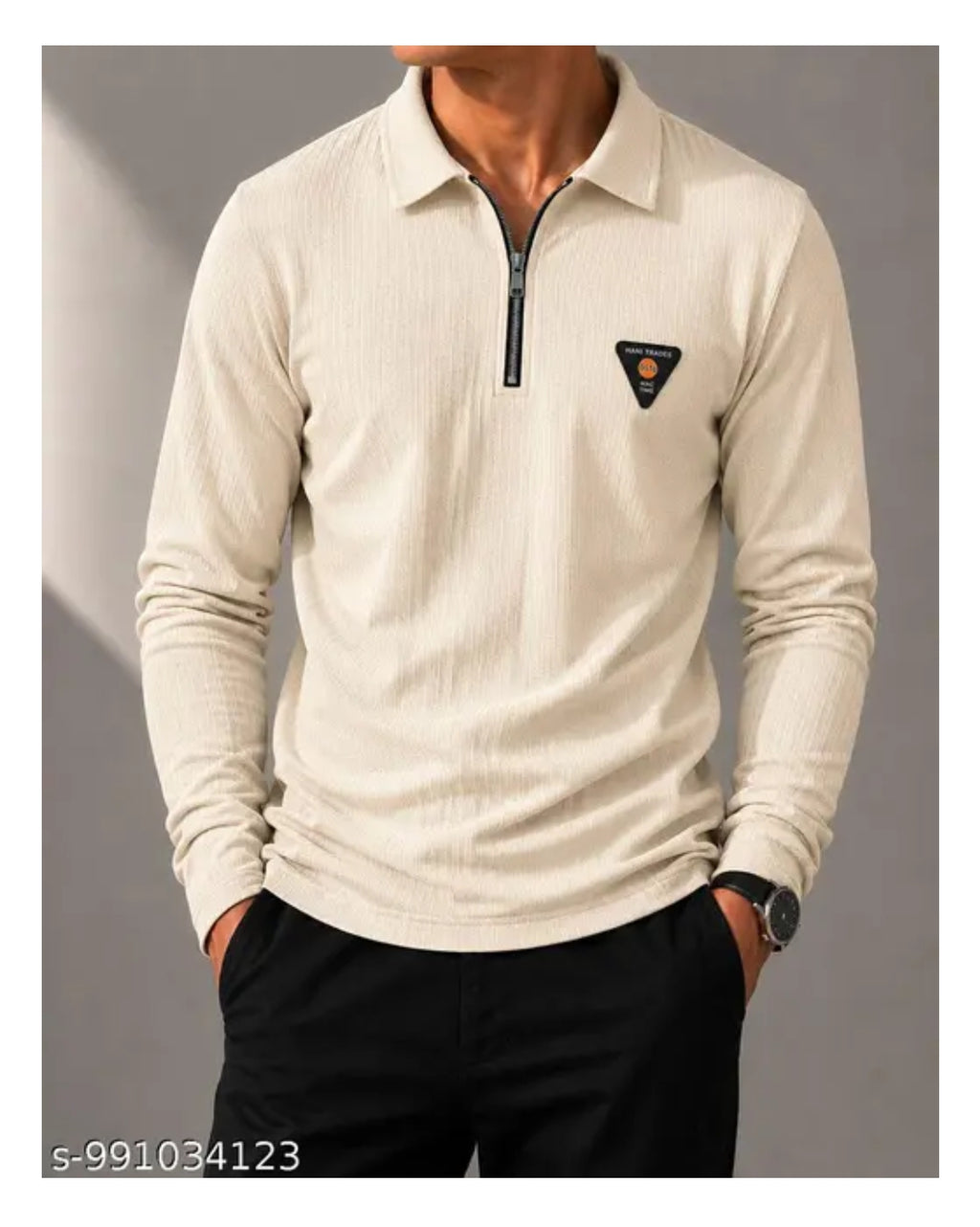 A 2 Z BEST Men's Full Sleeve Half Zip T-Shirt