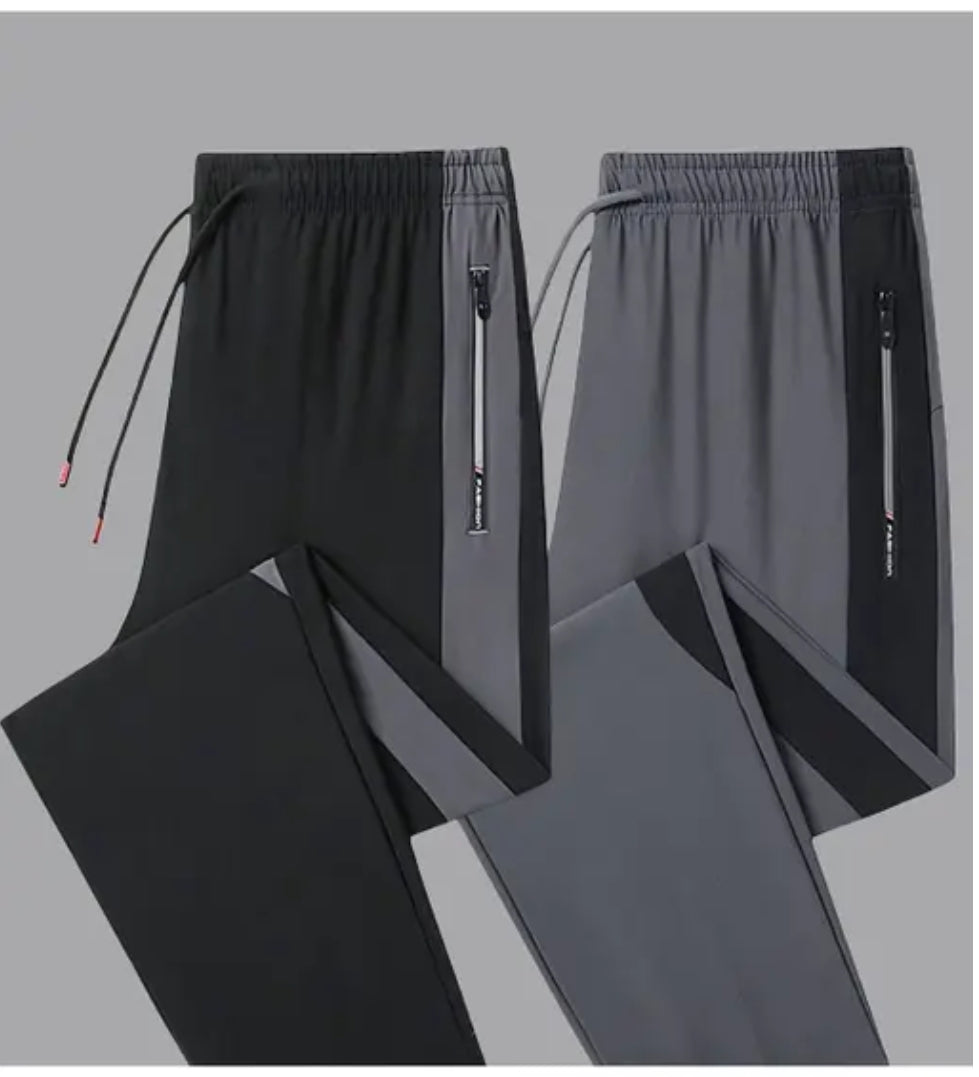 Pack of 2 Men's Casual Side Stripe premium quality Track Pants (Black & Grey)