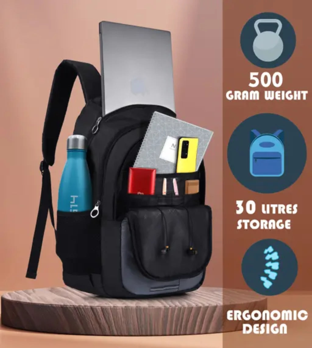 30L Laptop Backpack for Men & Women | Water Resistant College & Travel Bag