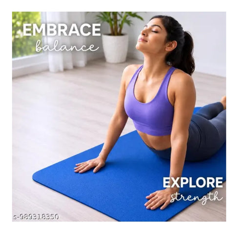 Premium Non-Slip Yoga Mat 4mm | 61 × 183 cm | Blue | With Carry Strap